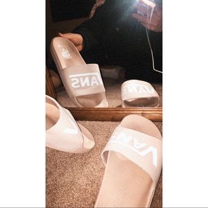 dusty, light pink slides